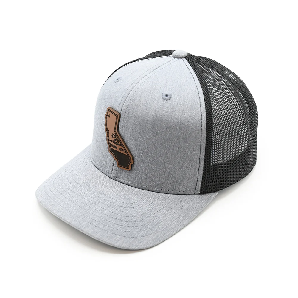 CA State Flag Leather Patch Hat - Image 3