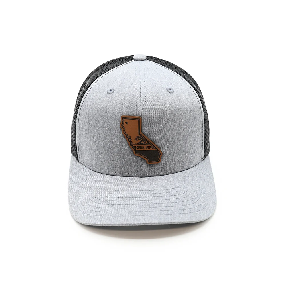 CA State Flag Leather Patch Hat - Image 4