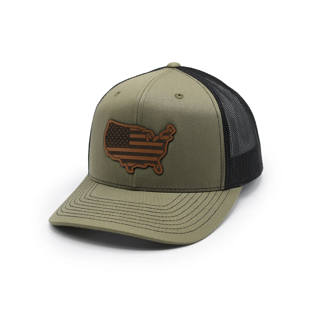 USA Country Flag Leather Patch Hat - Image 3
