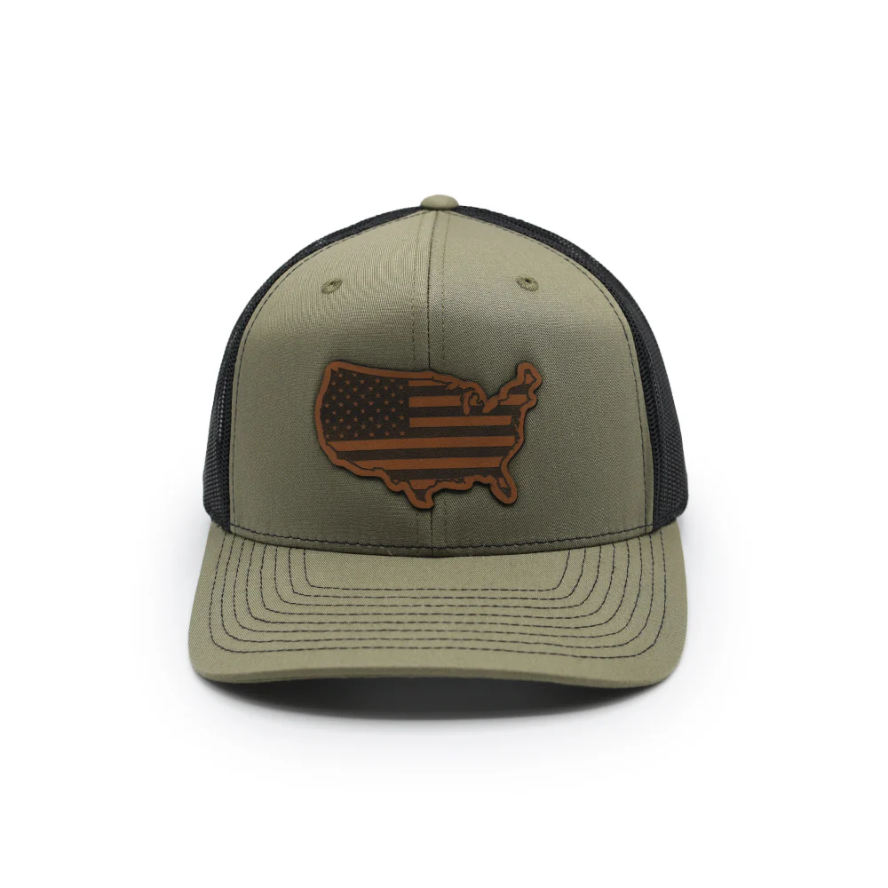 USA Country Flag Leather Patch Hat - Image 4