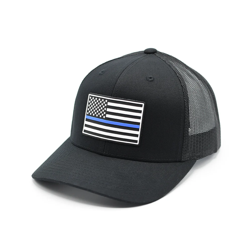 Thin Blue Line Flag PVC Patch Hat - Image 3
