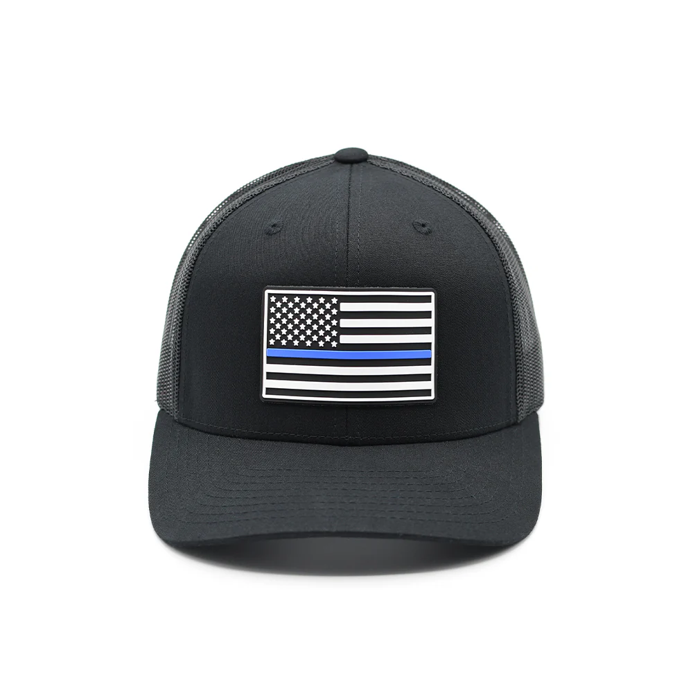 Thin Blue Line Flag PVC Patch Hat - Image 4